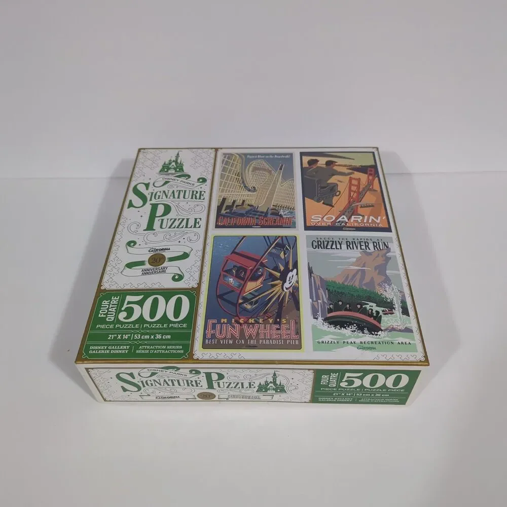 Disney California Adventure 20th Anniversary 4-Pack 500 pc Puzzle Set NIB Sealed